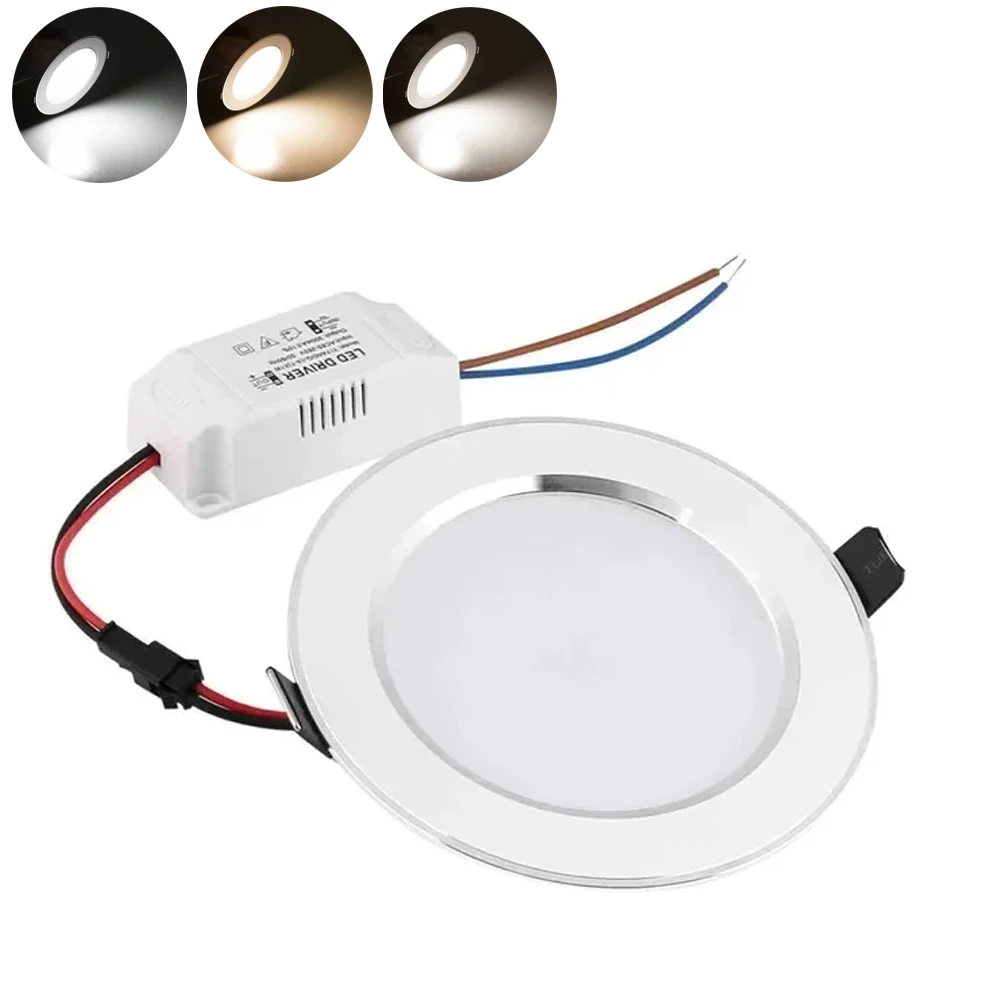 

Dimmable 3W 5W 7W 9W Recessed LED Ceiling Light 110V 220V LED Downlight Cool/Warm/Neutral White Round Panel Lamp for Home Decor