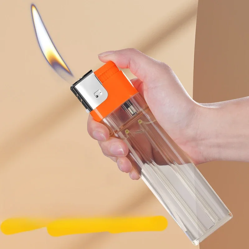 جديد اضافية كبيرة الشعلة البيوتان أخف اضافية كبيرة شفافة الجسم سعة كبيرة خزان الغاز اكسسوارات السجائر بالجملة