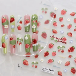 5D Strawberry Nail Art Stickers Little Wild Flower Nail Stickers Summer Fruit Slider for Nails Cute High Quality Flower Nail Art
