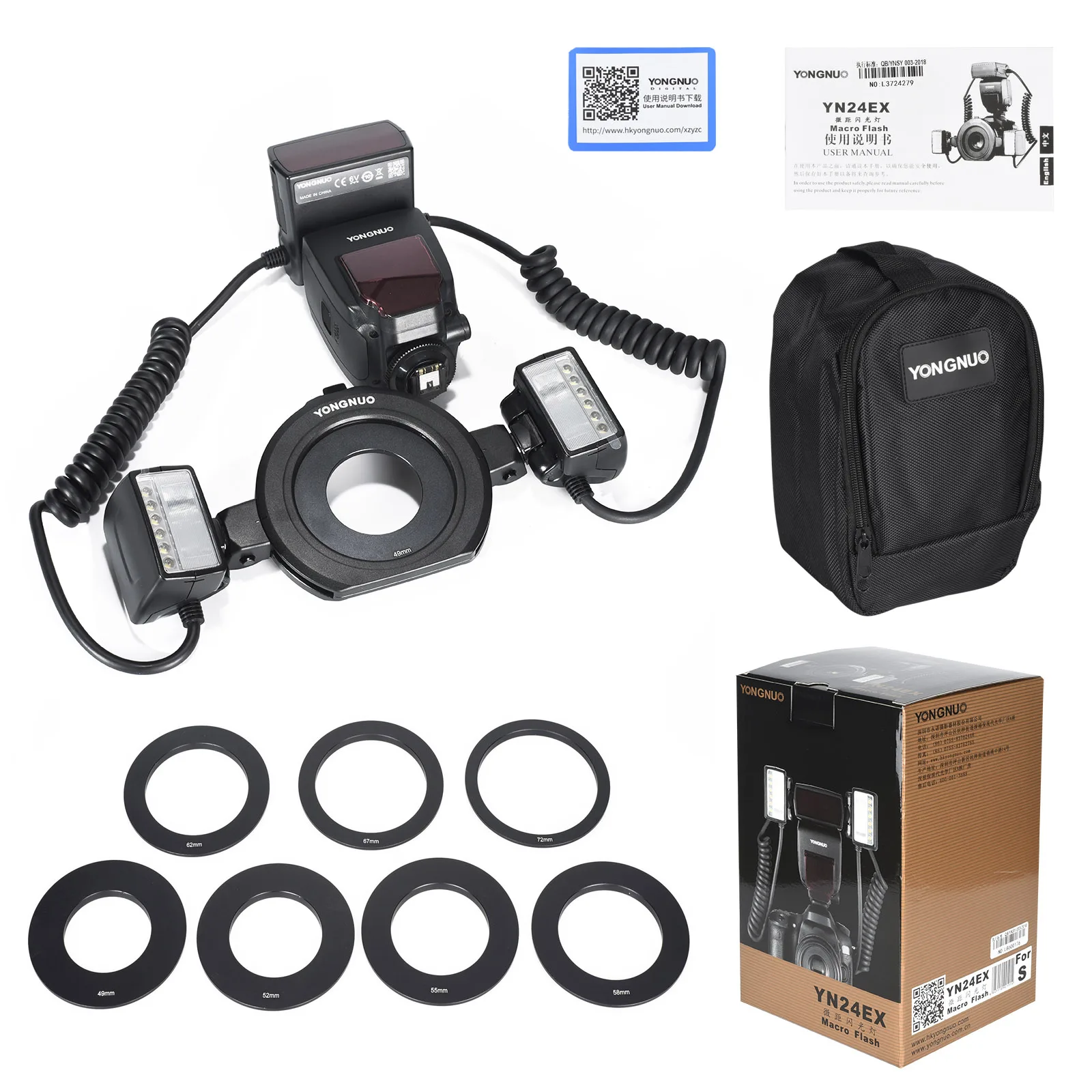 YONGNUO TTL 24EX LED Macro Ringlight Flash Speedlite Light YN24EX Compatible with Sony Or Canon Cameras