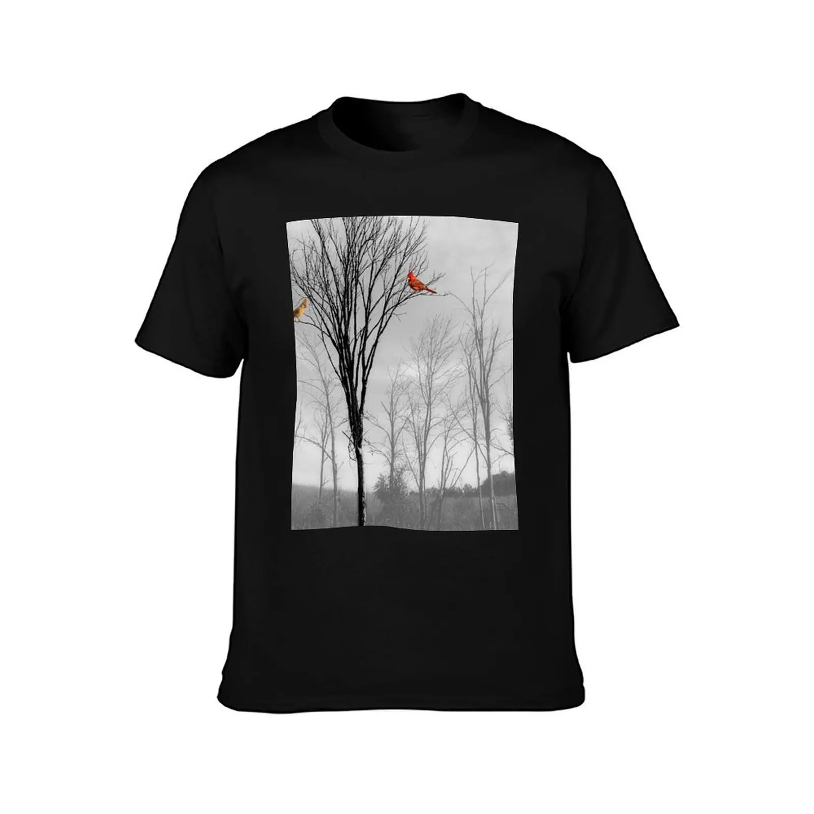 Red Birds Cardinal Tree A112 T-Shirt Graphic Print Short Sleeve T-Shirt