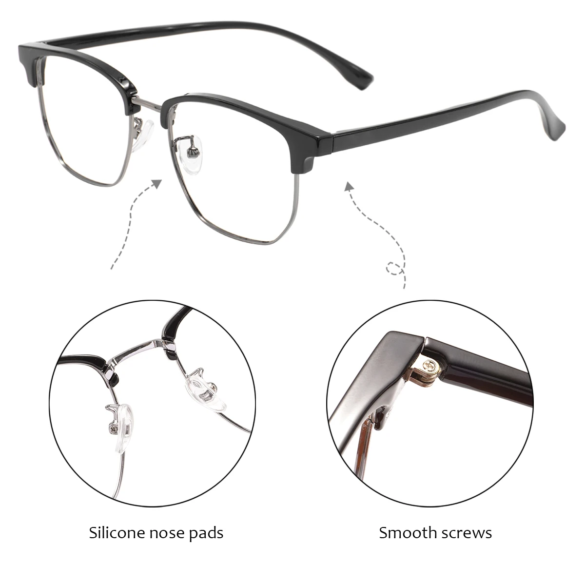 Fashion TR90 Square Lightweight Eyeglasses Women Rectangle Frame Browline Full Rim Large Spectacle For Prescription Lenses