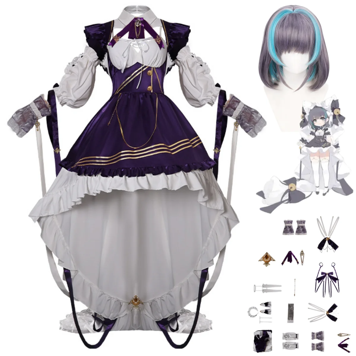 

Anime Game Azur Lane Cheshire Cosplay Costume Maid Skirt Princess Evening Dress Wig Adult Woman Sexy Cute Christmas Suit