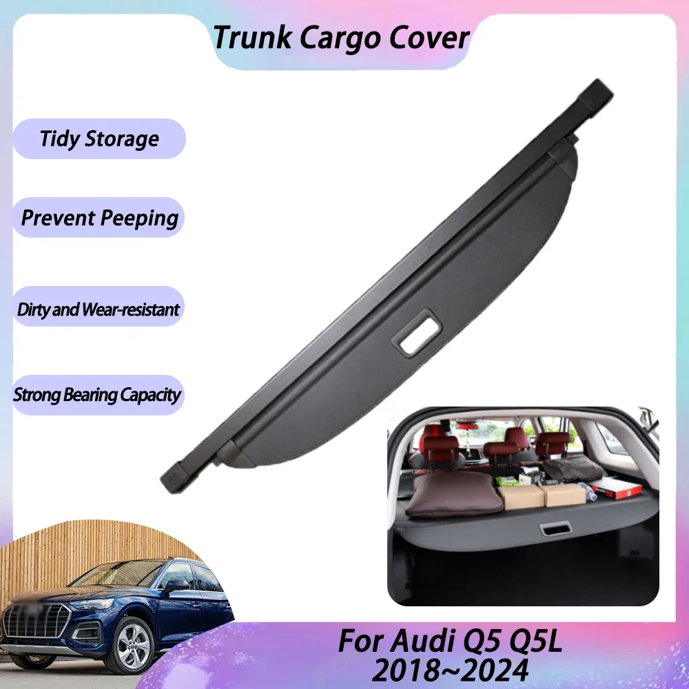 Car Trunk Cover For Audi Q5 Q5L 2018 2019 2020 2021 2022 2023 2024 Car Organizer Tray Retractable Security Shield Car Accessorie