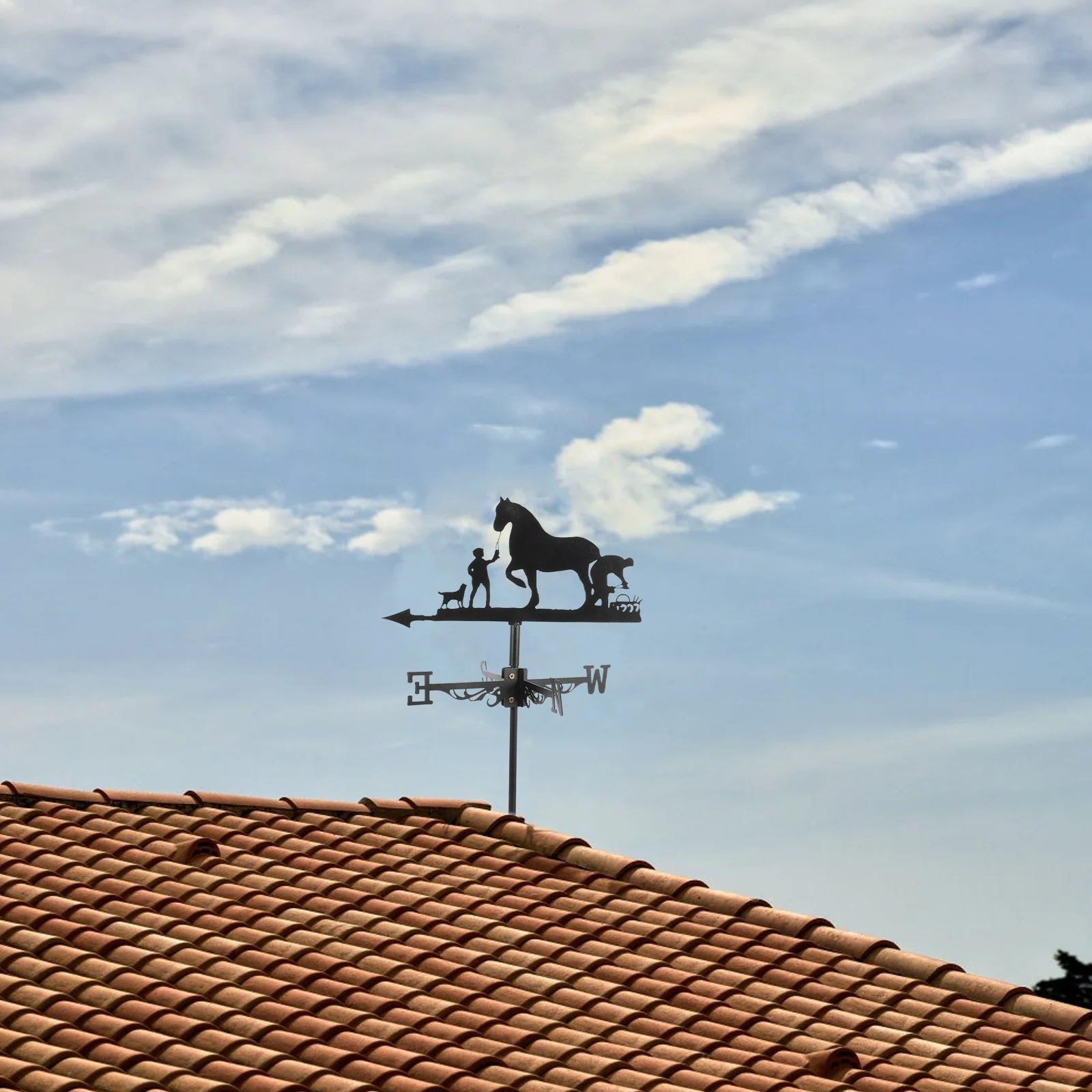 

Iron Wind Direction Indicator Weather Vane Outdoor Garden Decor Farm Scene Roof Mount Durable Easy Installation Yard
