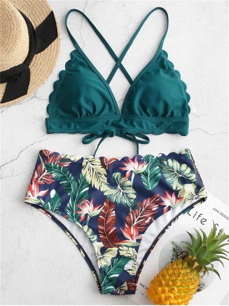 Bikini Women Swimsuit 2024 New Green Sling Lace Bikinis Set Sexy High Waist Swimwear Summer Two Piece Beach Bathing Suit Female