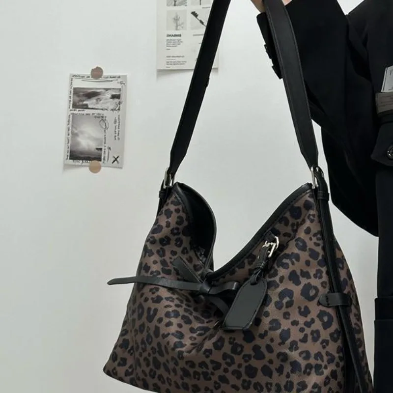 GAINNY Vintage Y2k Leopard Print Crossbody Bags Women Autumn 2024 Trend Korean Fashion Large Tote Bag Aesthetic Luxury Hobo Bag