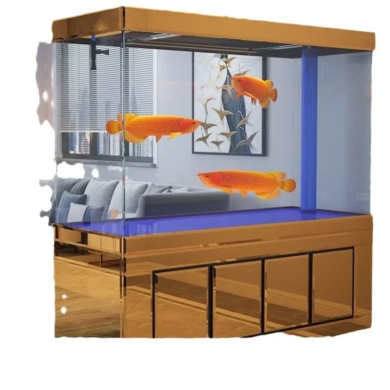 Fish tank living room large household aquarium partition wall floor-to-ceiling filtration water-free ecological ultra-white