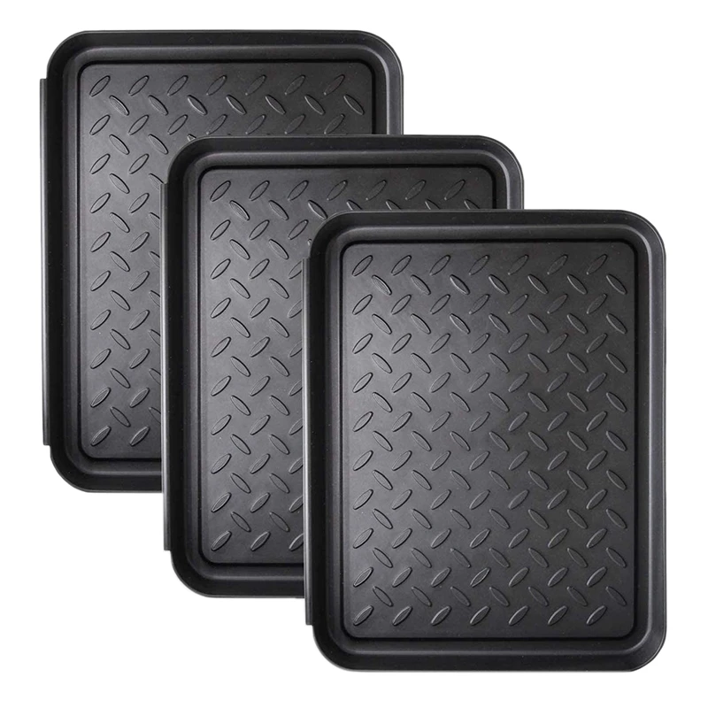 3PCS Boot Tray Heavy Duty Shoe Mat Trays,Storage Tray,Dog Bowl Or Cat Bowl Mats Trap Mud To Protect Floor 13.7X10.8 Inch