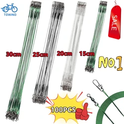 100/50/30/10pcs Anti Bite Steel Fishing Line Steel Wire Leader With Swivel Fishing Accessory Tools Lead Core Leash Fishing Wire