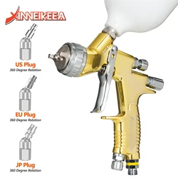 1.3mm 1.8mm HVLP Pneumatic Paint Spray Gun Furniture Automotive Leather Refinish UV Varnish Application Spray Tools Cup 600ml