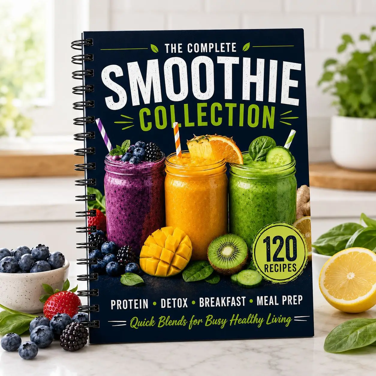The Complete Smoothie Collection Cookbook Dietary Fiber Smoothies: 120 Recipes Book with Easy Low-Calorie Drinks Meal Prep Guide