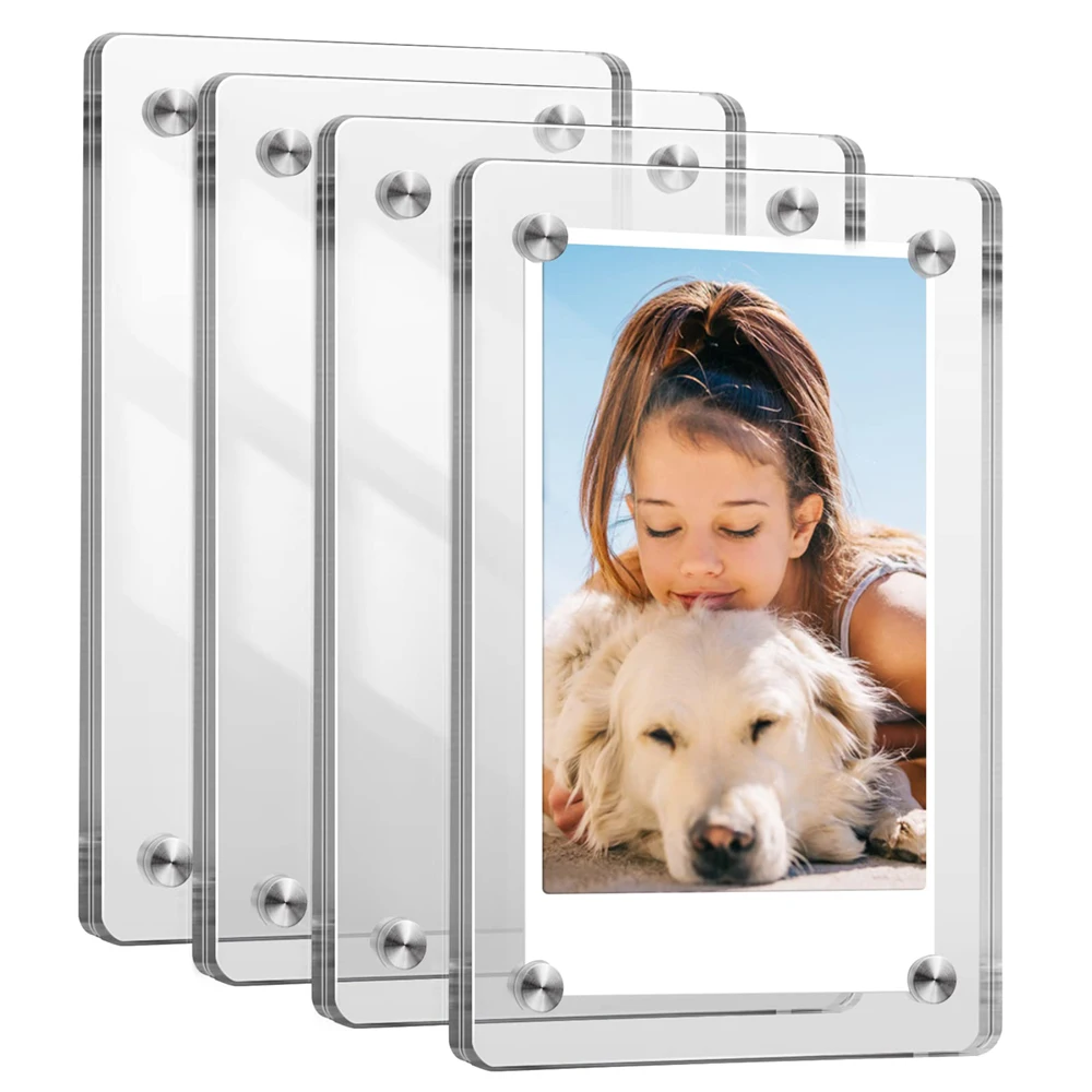 Acrylic Refrigerator Magnetic Frame Double Sided Clear Reversible Refrigerator Magnet Photo Frame 3/5/10Pcs