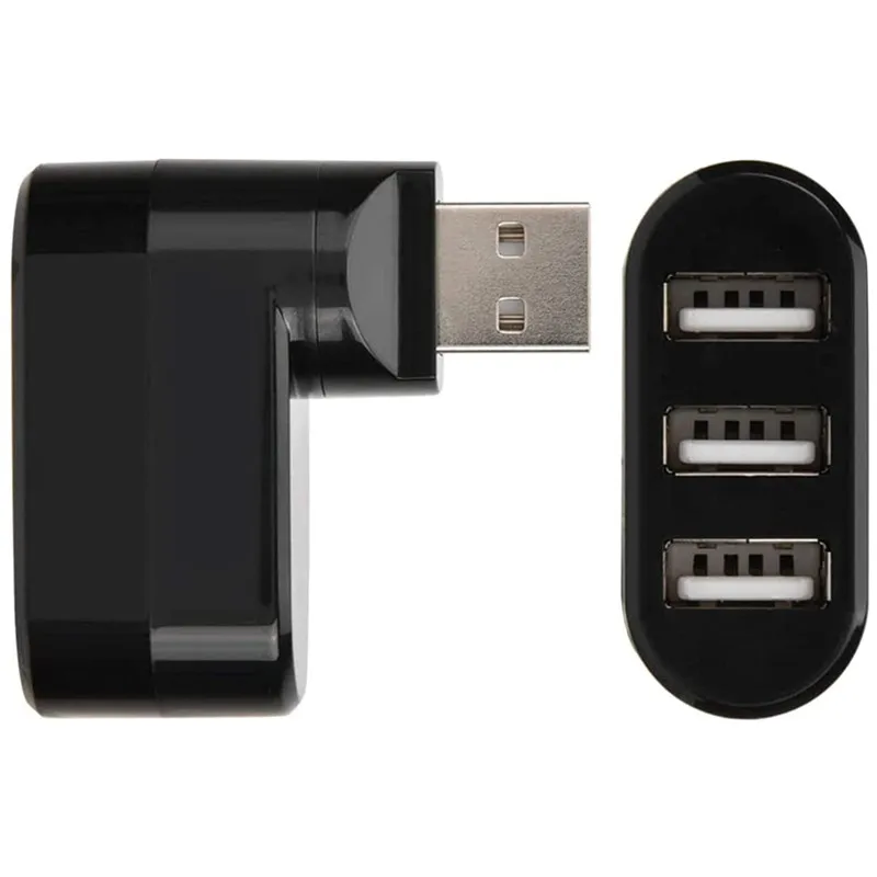180° Rotatable 3-Port USB2.0 Hub Mini High Speed USB Splitter For Laptop Notebook Tablet PC Home Office Computer Peripherals