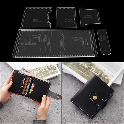 YOMDID 짧은 지갑 가죽 템플릿 DIY 공예 가죽 만들기 아크릴 스텐실 지갑 수제 Leathercraft 금형 내구성 Best5