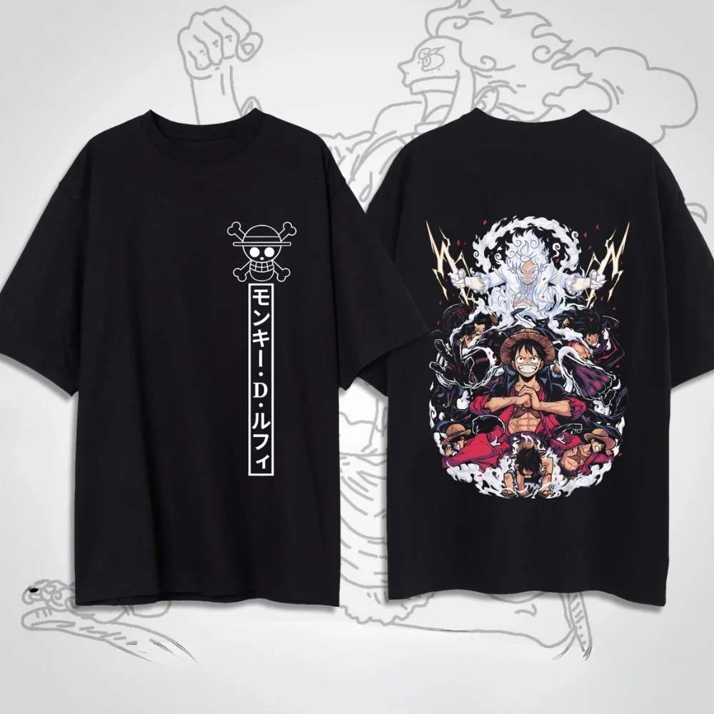 One Piece T-shirts – Luffy All Transformations Anime T-Shirt High-quality Streetwear Is Suitable for Both Men 2026 New Summer