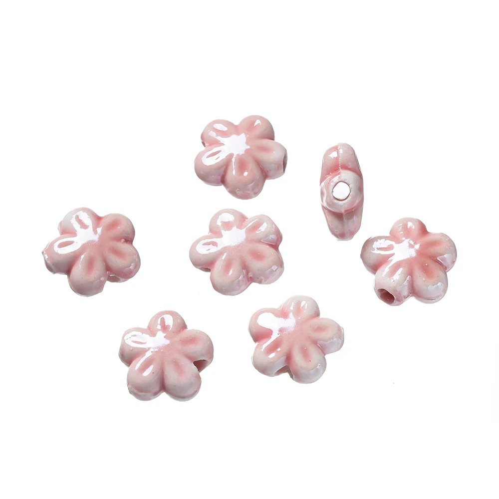 10 stuks gekleurde keramische bloemvormige kralen spacer losse kralen voor doe-het-zelf telefoonkettingen kettingen oorbellen sieraden maken accessoires
