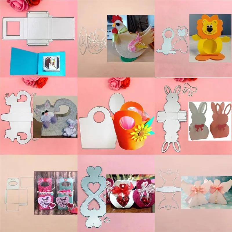 

Love Animal Candy Bow Box Bag Metal Cut Dies Stencils for Scrapbooking Stamp/Photo Album Decorative Embossing DIY Paper Cards