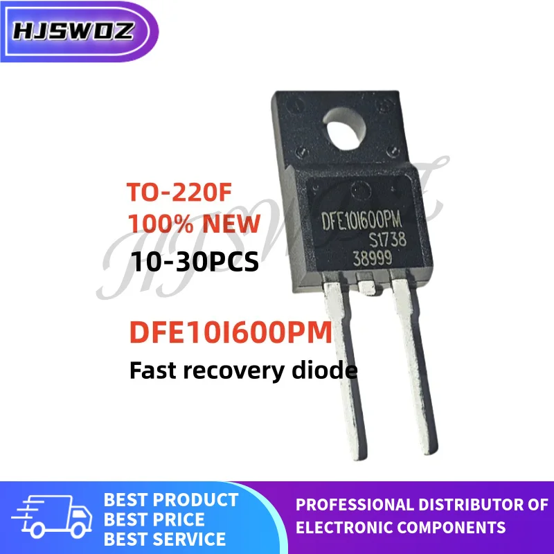 10-30PCS 100% New DFE10I600PM DFE101600PM TO-220F-2PIN 10A 600V Fast recovery diode