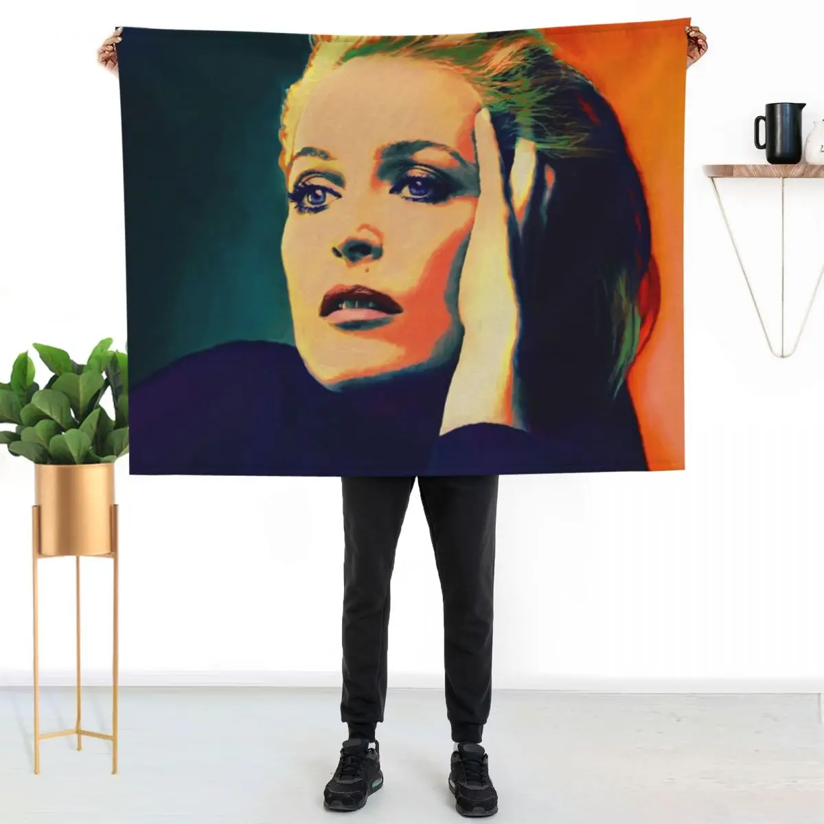 

Gillian Anderson Poster in oil colors Throw Blanket Fuzzy Plush Throw Blanket for Sofa Chair