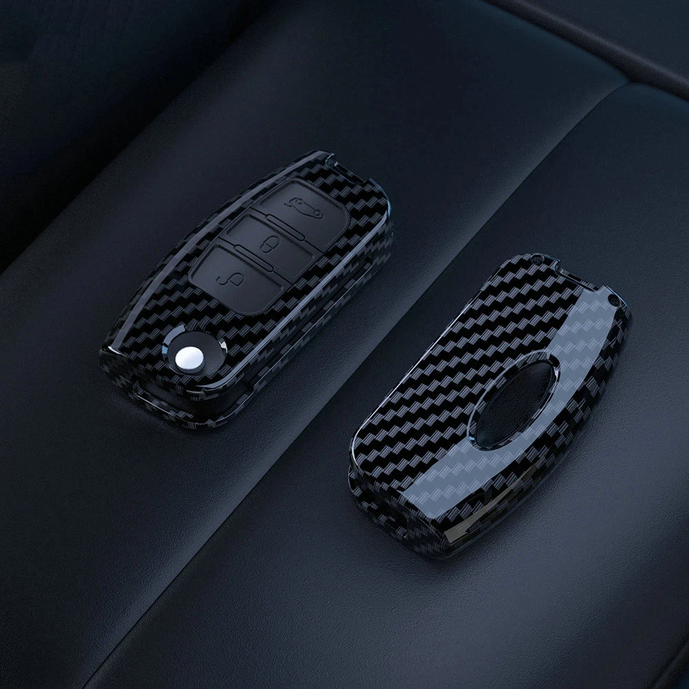

ABS Carbon Fiber Car Key Cases Cover Fob for Ford Fiesta Focus 2 C-Max Ecosport S-Max Fusion Mondeo Remote Control Case Keychain