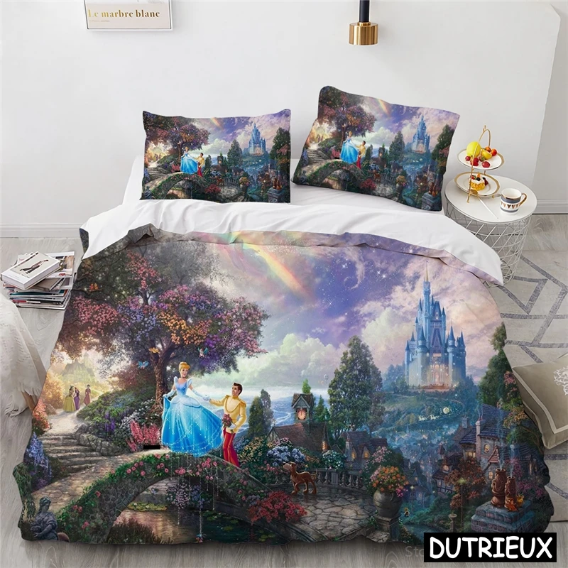 3D Cartoon Film Aladdin Bedding Set Jasmine Disney Princess Duvet Cover Set 3pcs Quilt Cover And Pillowcase Home Textile Gift