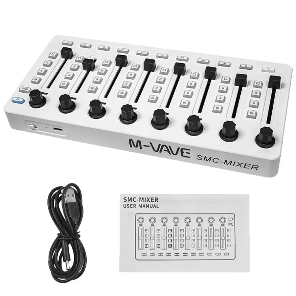 MIDI Mixing Console with 43 Buttons 8 Knobs 8 Push Buttons BT Connection Battery/Type-C Power Supply USB MIDI Controller Mixer