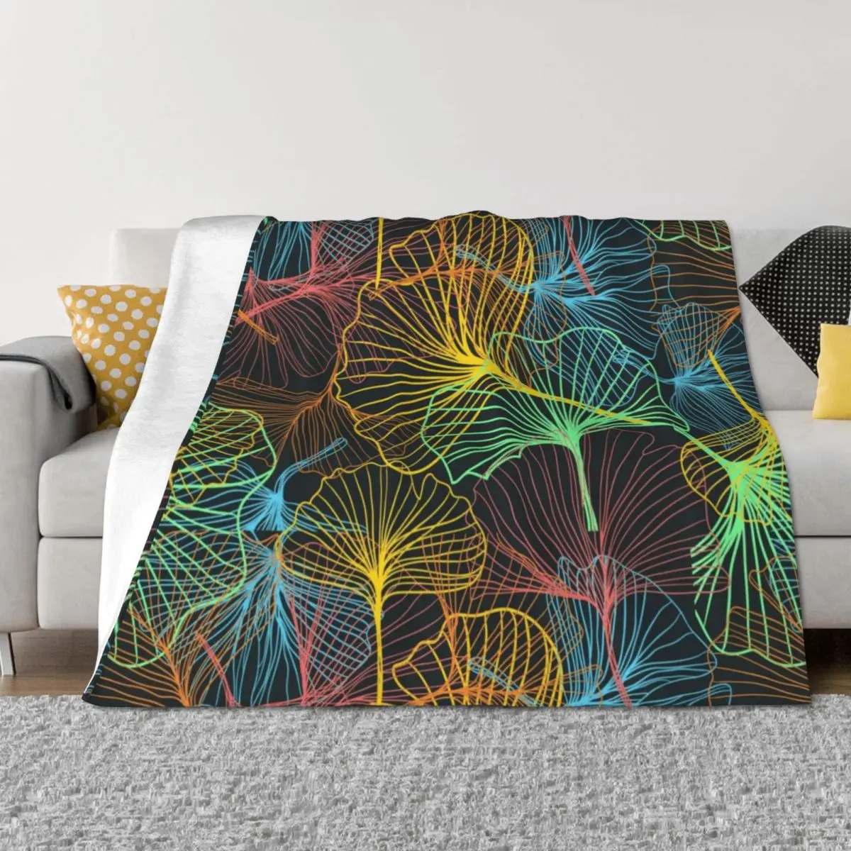 

Super Colored Leafs Tree Plant Floral Pattern Background Throw Blanket christmas gifts Luxury St Luxury Blankets