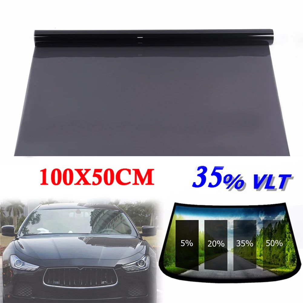 Office Window Film Black Glass Roll VLT Shade 35% House Tint Decor Sunshade 50*100cm Camper Van Vehicle UV Anti-Scratch