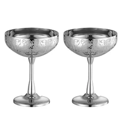 Stainless Steel Coupe Cocktail Glasses Set of 2, Unbreakable Cocktail Glasses for Margarita, Manhattan, Champagne