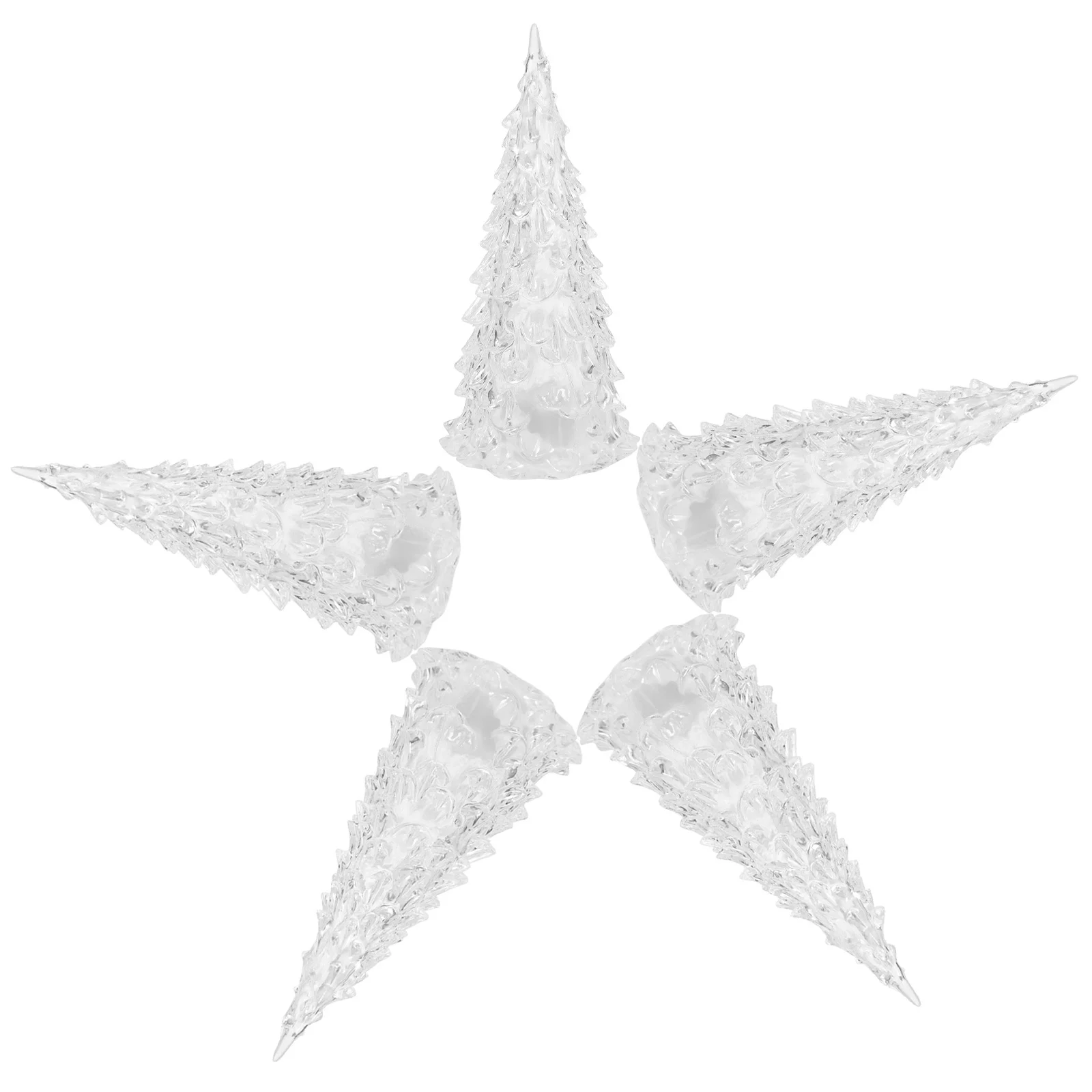 

5pcs Mini Led Christmas Tree Light-Up Acrylic Holiday Decorations Glowing Tabletop Trees Festive Small Luminous Xmas Ornaments