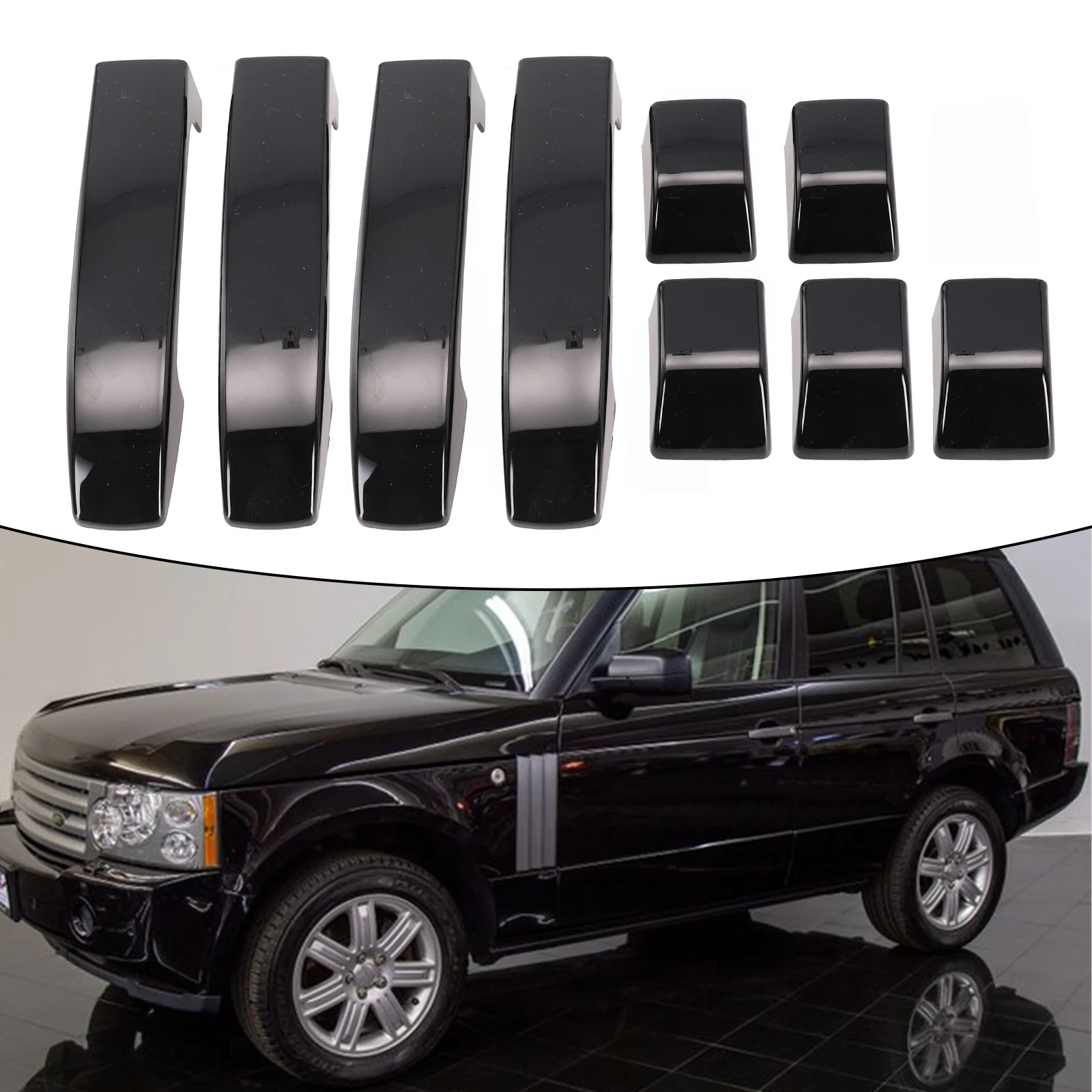 

Enhance Your Car's Appearance with Glossy Black Door Handle Covers for Land Rover Range L322 2002 2012 (9 PCS)