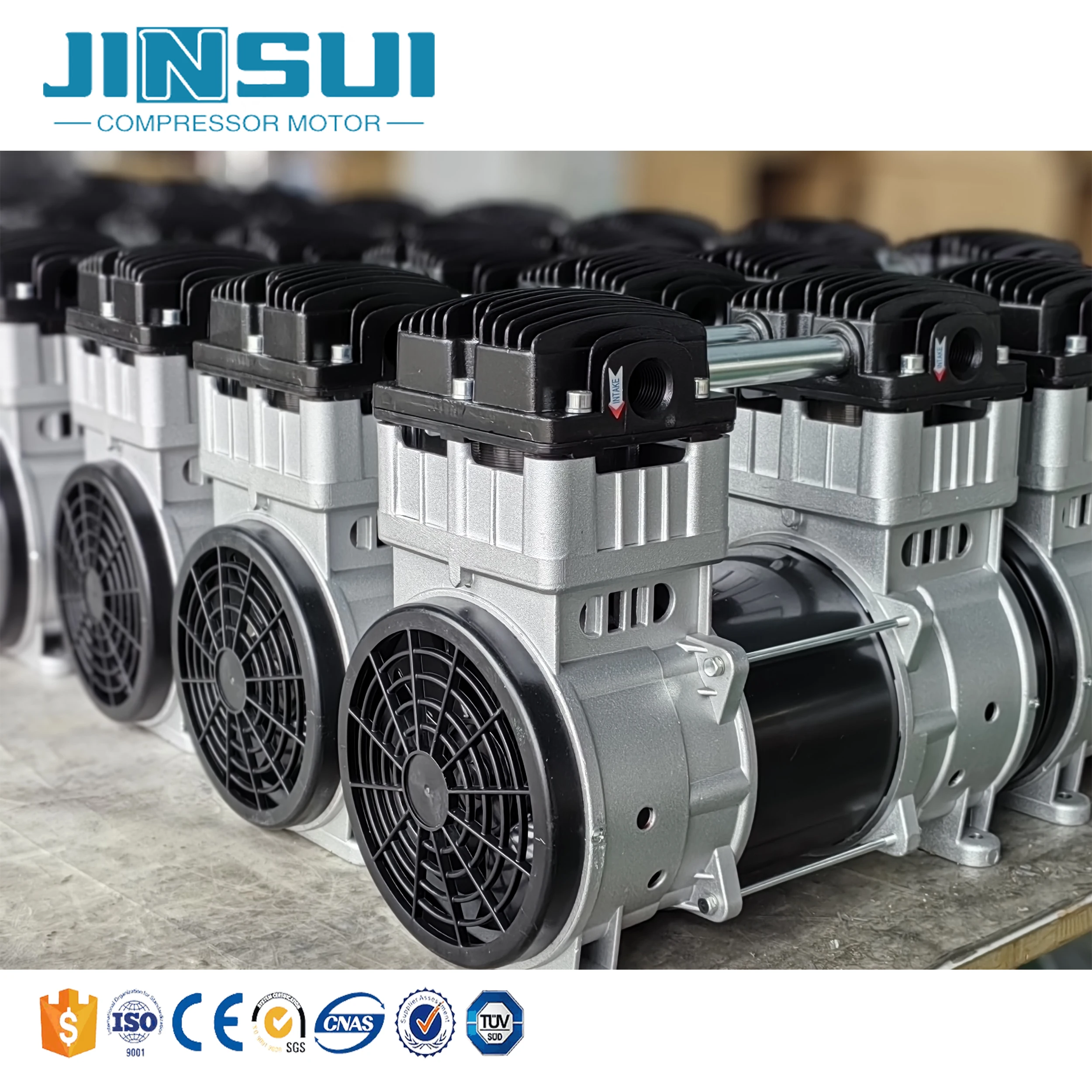 مضخة تفريغ مكبس صغيرة صامتة كهربائية خالية من الزيت بقدرة 1.5 كيلو وات