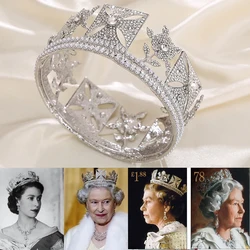 European Full Round Queen Elizabeth's Round Crown Large Crowns Bride Tiaras Wedding Pearl Rhinestones Hair Accessories
