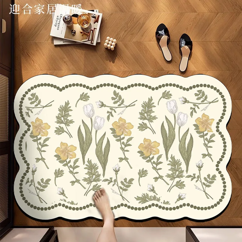VIKAMA Cartoon Alien Diatomite Rug Entryway Door Mat for Stain Resistance - Indoor Water Absorbing Bathroom Home Decoration