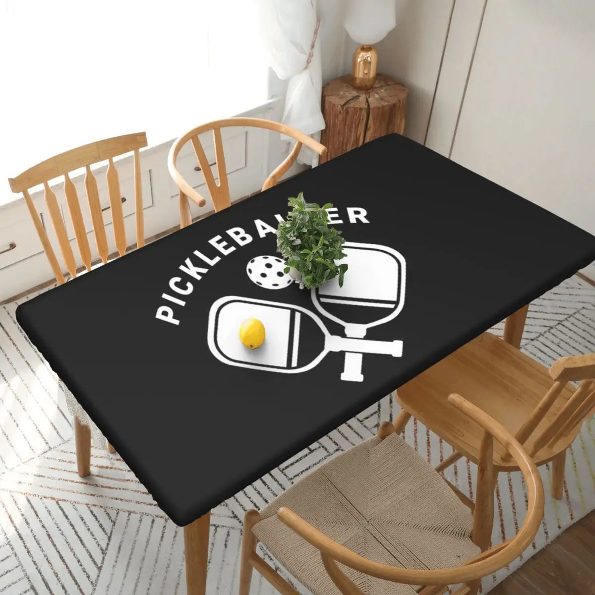 Fun Pickleball Apparel Pickleballer Custom Rectangular Tablecloth Oilproof Table Cover for Dining Events Table Cloth