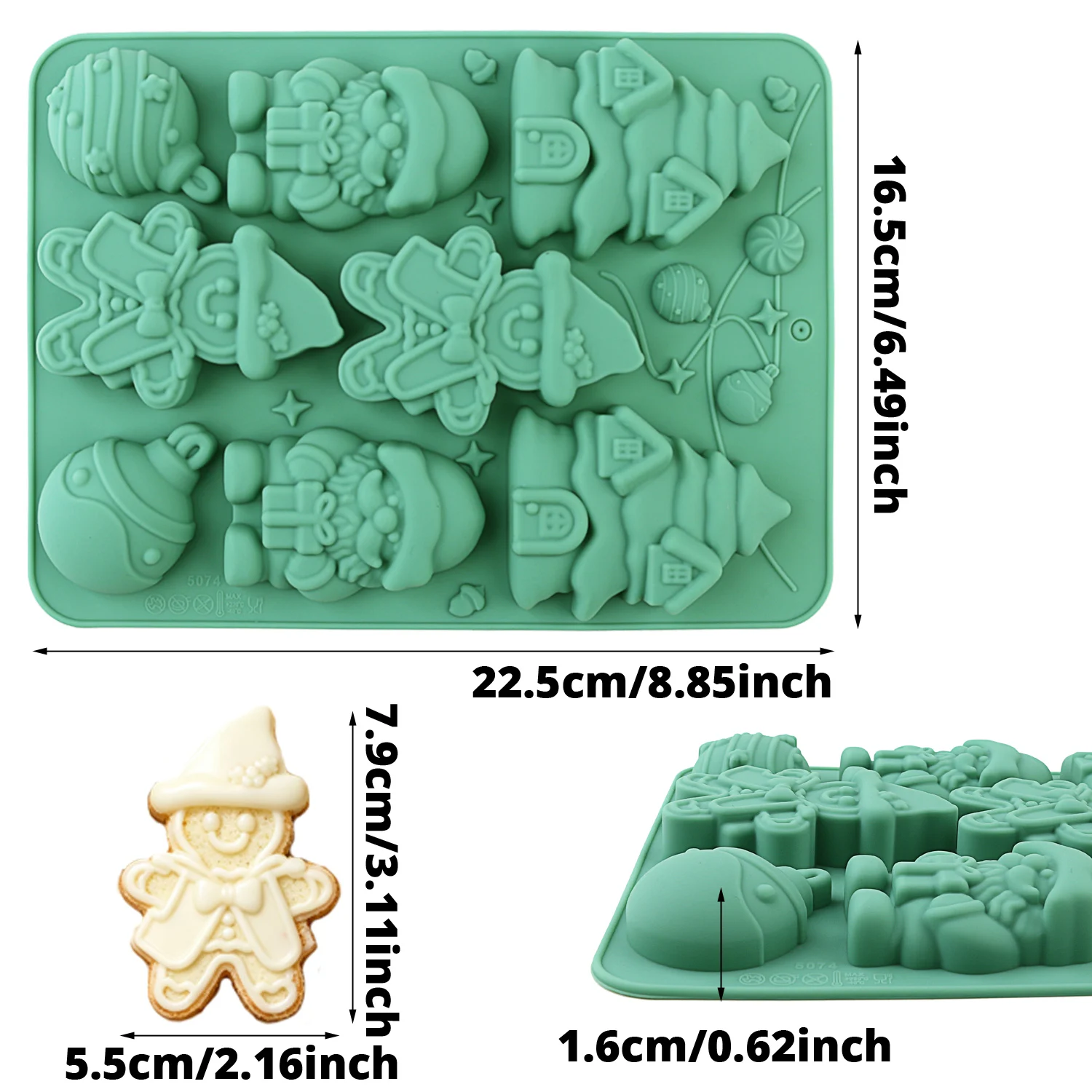 Christmas-Themed Silicone Chocolate Candy Mold with Santa Claus, Snowman, and Cabin Shapes, Non-Stick and Easy to Demold, Food-Grade Silicone, Suitable for Making Chocolate, Candy, Jelly, Mini Cakes, Etc., DIY Desserts, Santa Claus, Holiday Baking