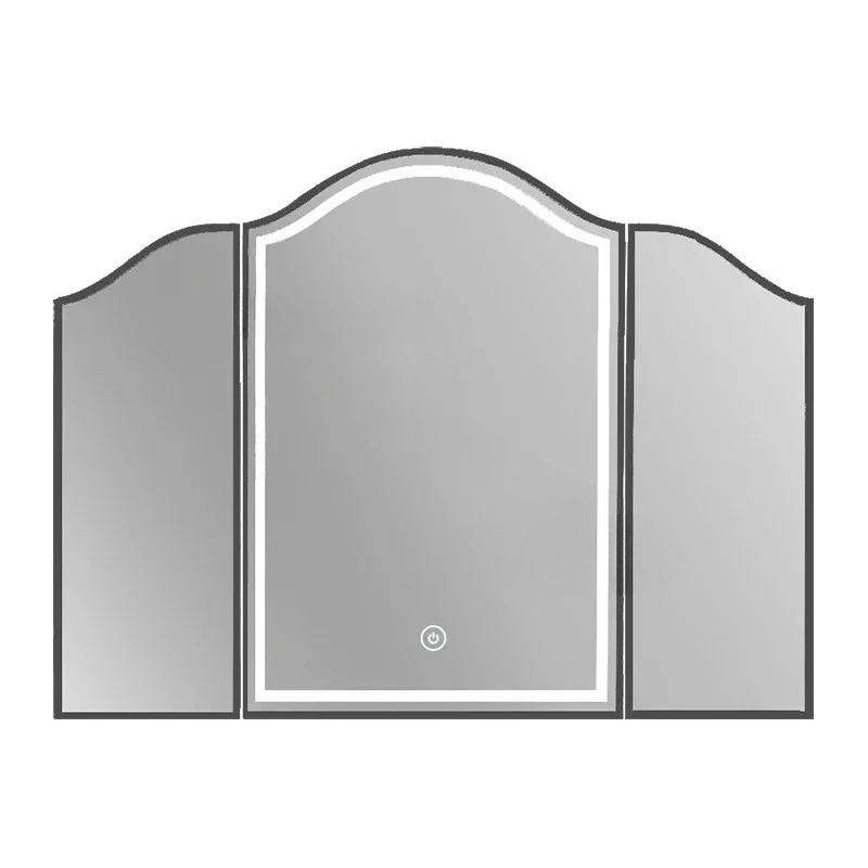 Home Vanity Mirror Three Fold Bath Mirrors Bedroom Dressing Mirror Wall Mounted Folding Mirror with Led Light