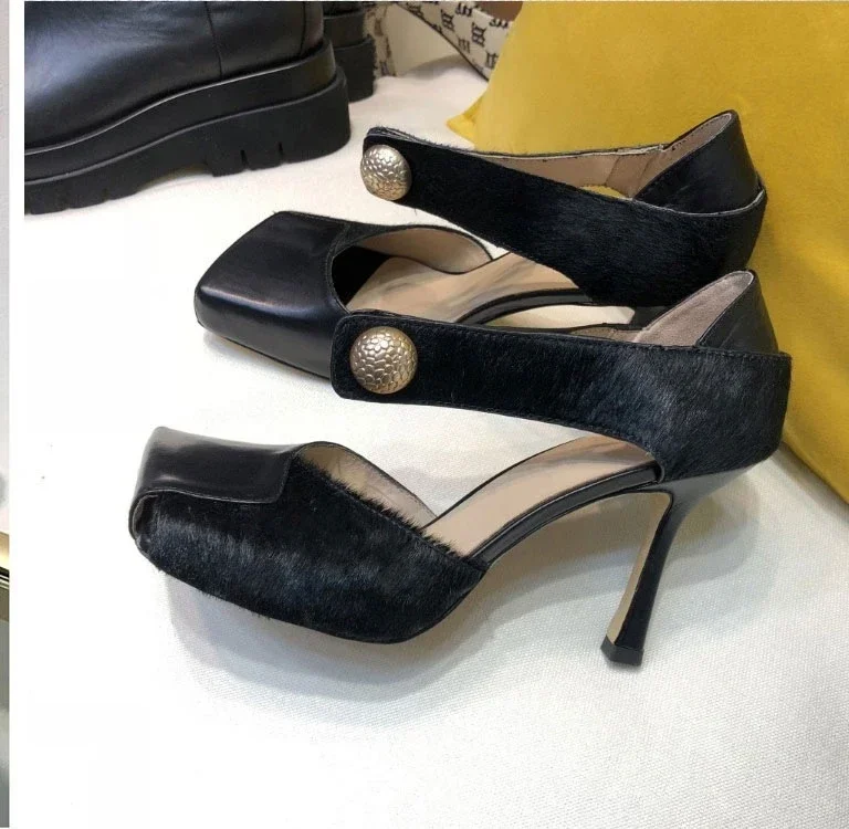 【Measure your feet length before order】 Vintage Women Stiletto High Heel Pumps Ankle Wrap Sexy Fashion Dress Sandals 112-CHC-33 image 4