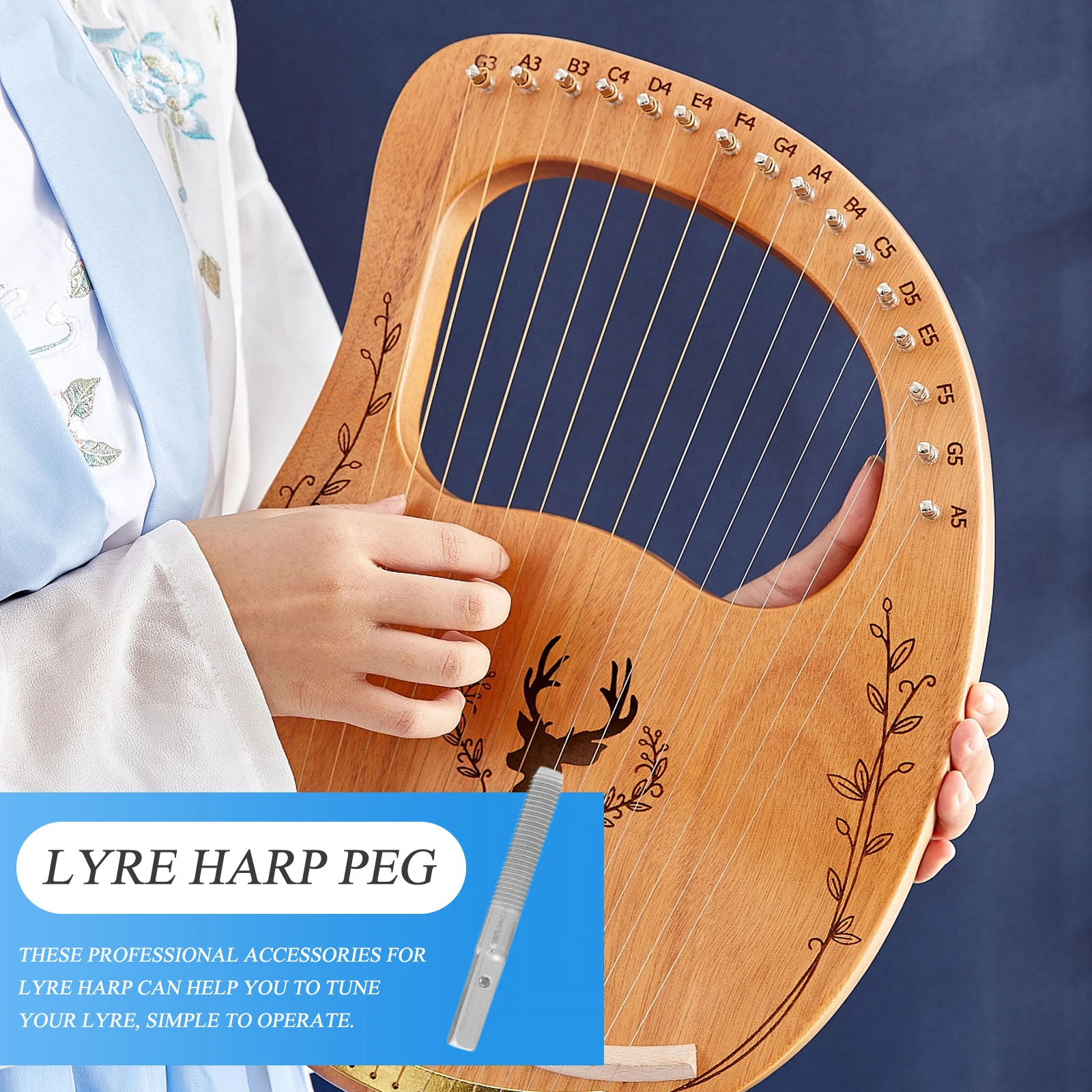 

Lyre Fastening Nails Harp Pin Tuning Pegs Parts Accessories for Replacement Accessory Stringed Instrument