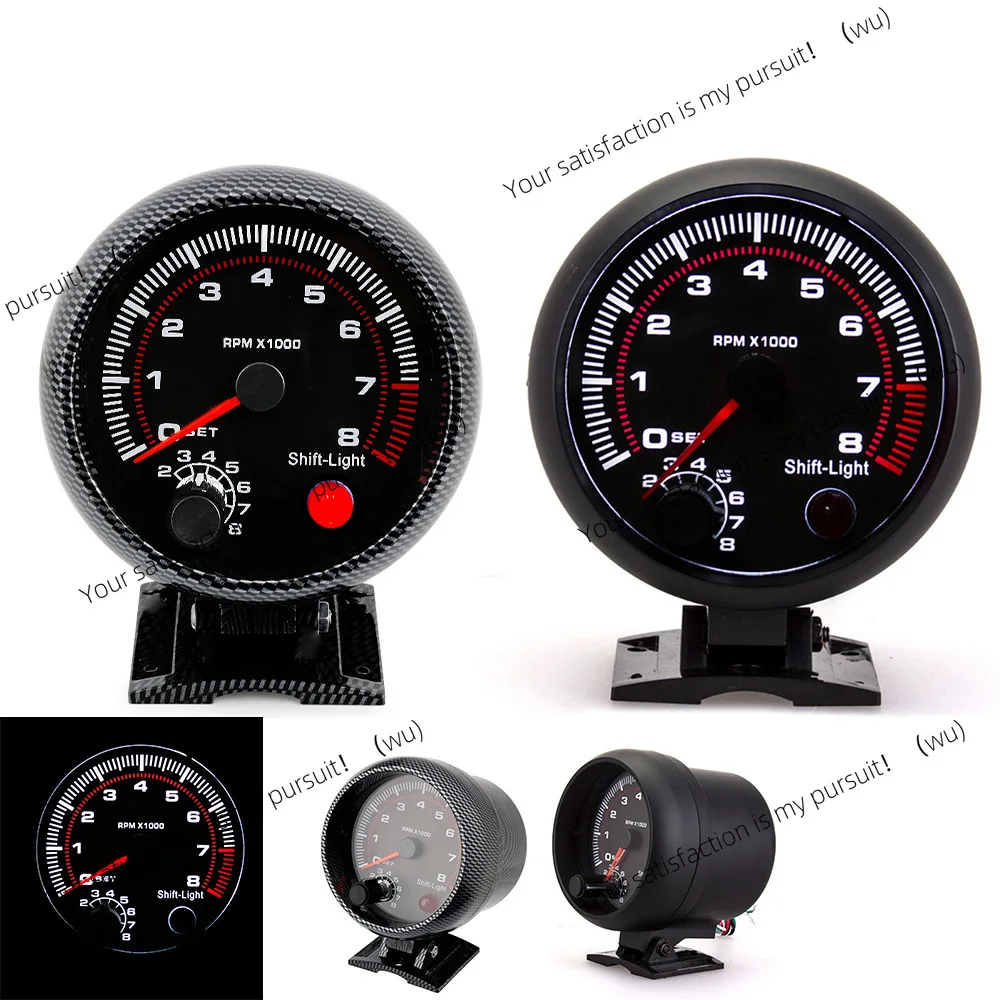 

12 В автомобильный модифицированный прибор 0-8000 об/мин карбоновый узор 4-6-8 цилиндр универсальный 3,75 дюйма
