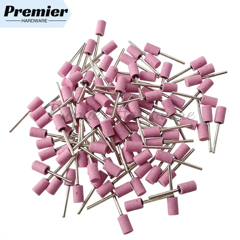 100Pcs Abrasive Mounted Grinding Stone Head 10mm Abrasive Polishing Wheel Bit Shank For Dremel Rotary Tools Grinder Drill