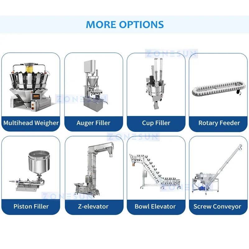 ZONESUN Confezionatrice sottovuoto rotativa automatica Sacchetti sigillanti Alimentazione Riempimento Sigillatura sottovuoto Macchine per l'imballaggio alimentare ZS-VPM16