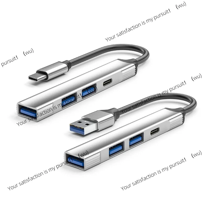 4 Ports Aluminum Alloy USB Hub with 2USB2.0 1USB3.0 TypeC Adapter Supports Type C and USB Devices