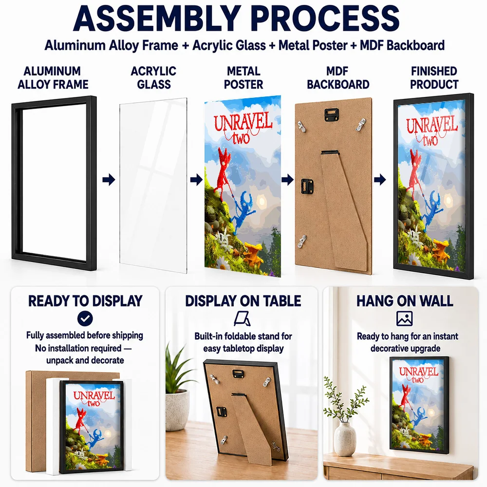 Unravel Two Game Framed Metal Poster Personalized Photo Immersive Adventure Style Wall Art For Bedroom And Study Birthday Gift
