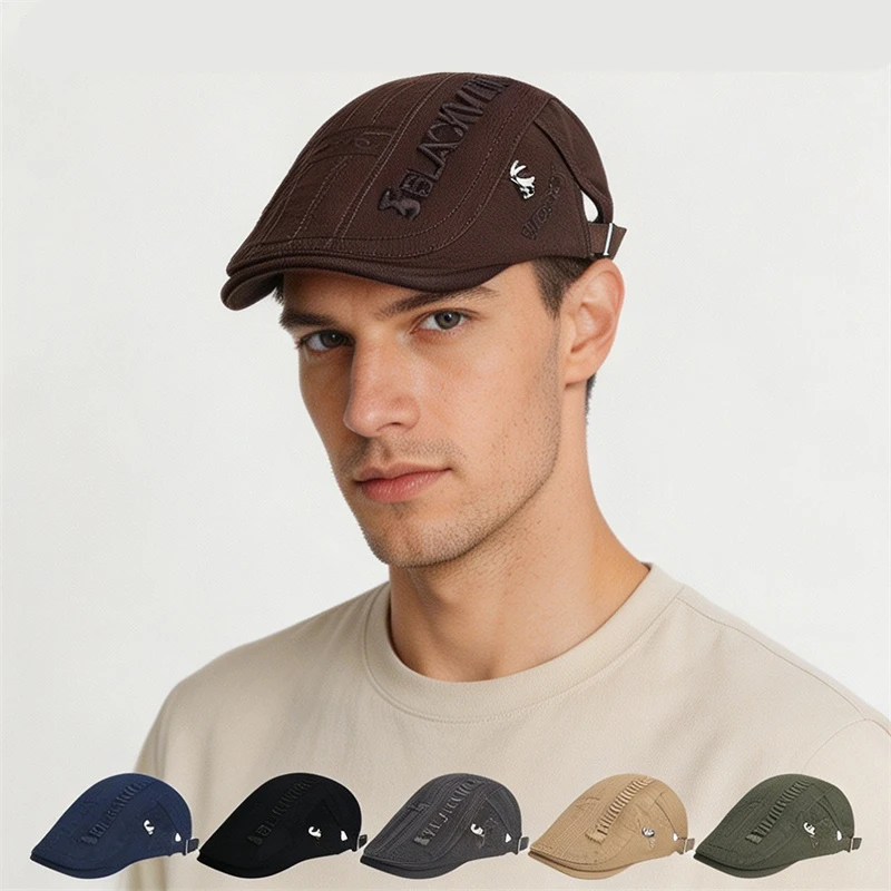 Men Beret Fashion Rabbit Embroidery Flat Caps Spring Summer Visor For Male Fashion Vintage Newsboy Cap Casual Berets Adjustable
