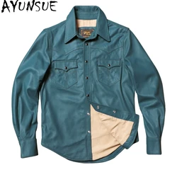 AYUNSUE Sheepskin Soft Men Leather Jacket Spring Autumn Mens Clothing Fashion Short Style Three Colors Chaquetas Para Hombre