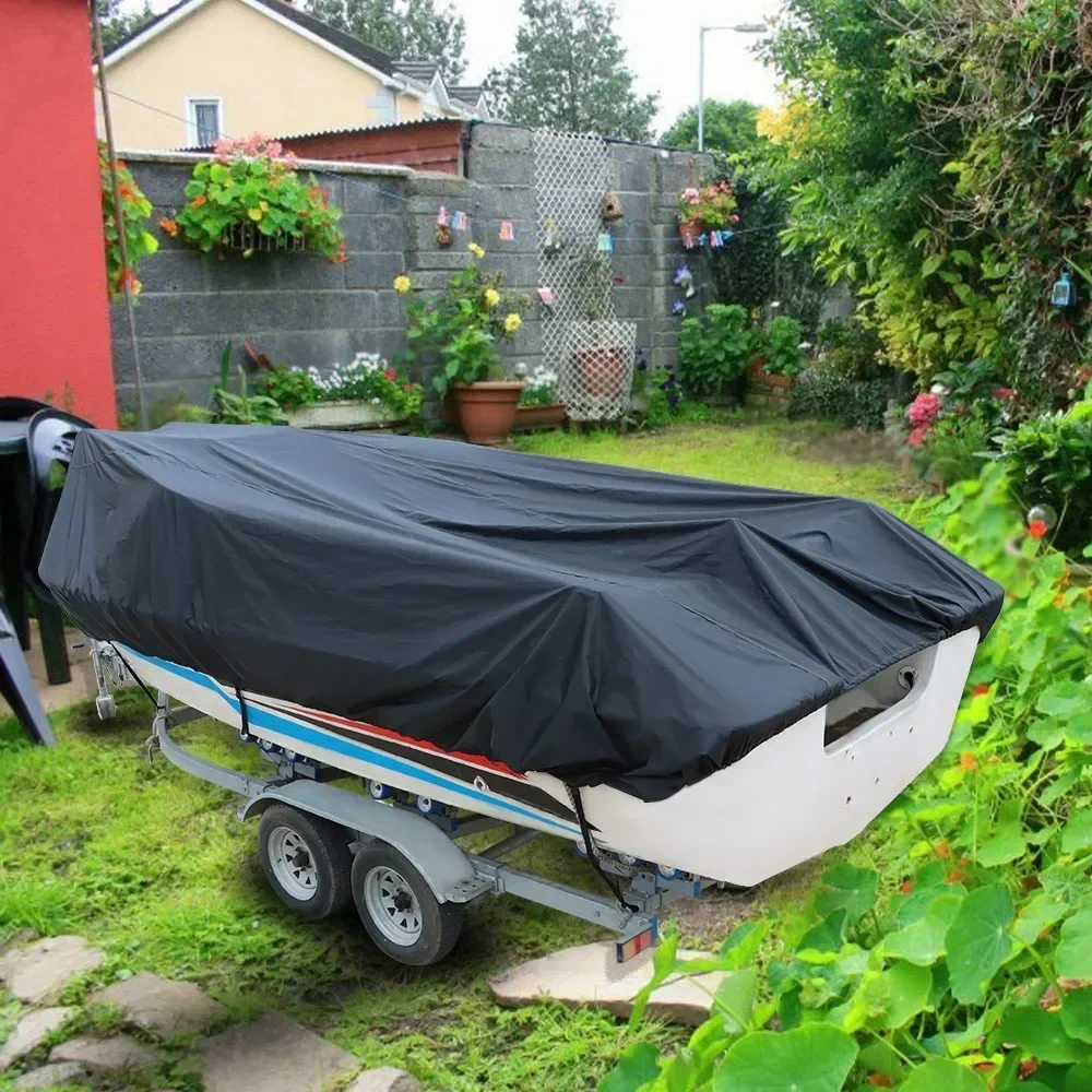 

20-22ft Waterproof Trailerable Boat Cover Fishing V-Hull Tri-Hull Runabout Black