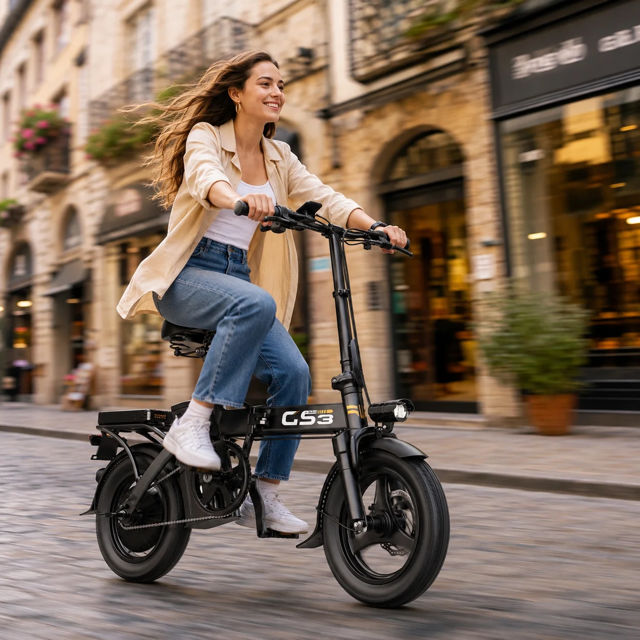 

Toofly 48v 15ah 14 Inch 250W Folding Electric Bike Lightweight Portable Pedal Assisted Bicycle for City Commuting