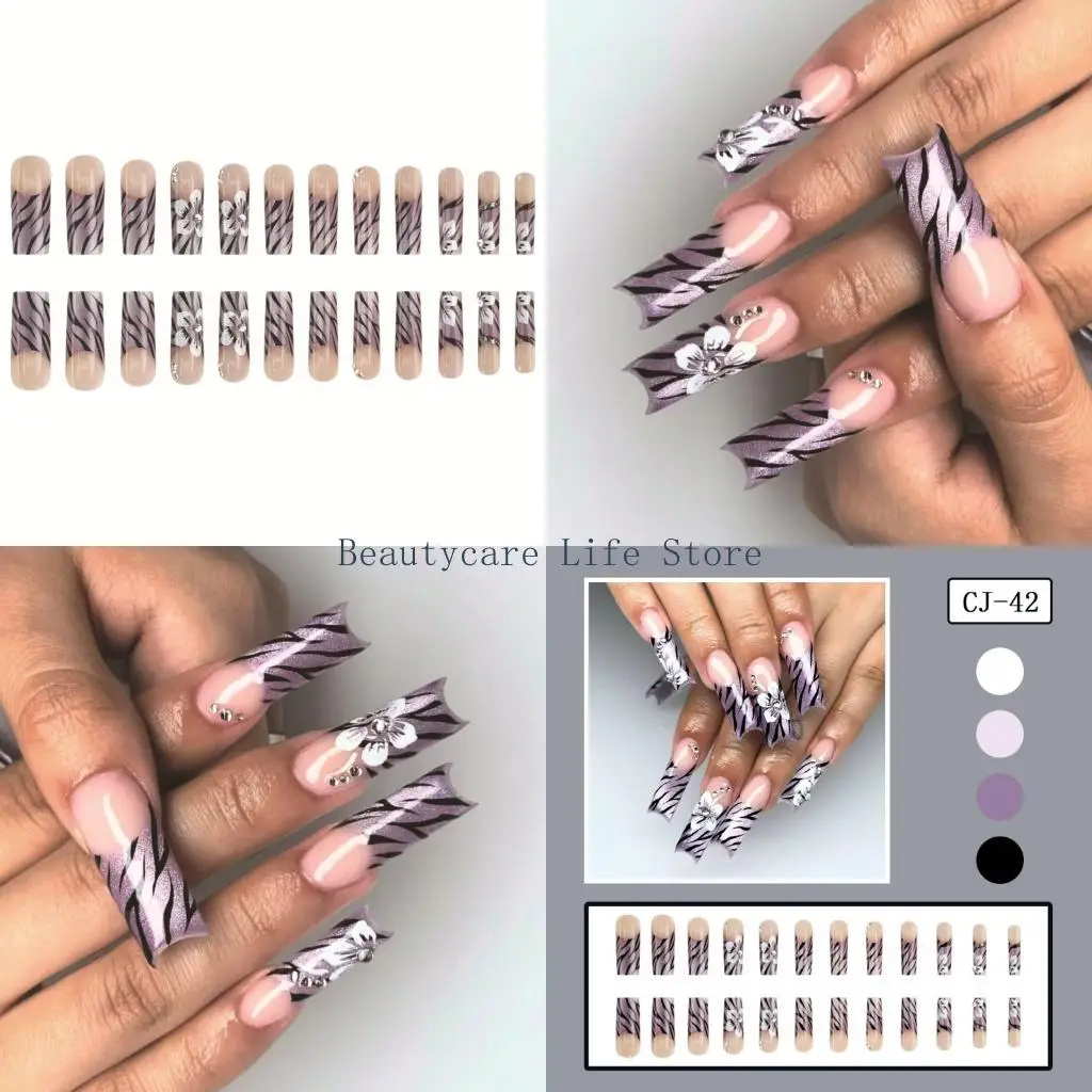 652C Coffin Press on Cats Eye Finino chiodo con luccichi disegni GUSE COPERCHI SULLA GLOSSA ACRILICA ACRILICA ALLOGI